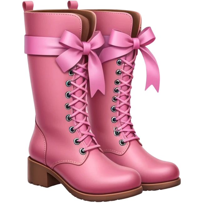 Pink boots with a pink ribbon  emoji