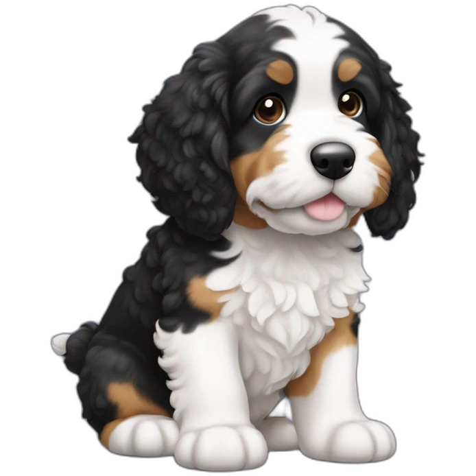 mini bernedoodle white ears with black spots on butt emoji