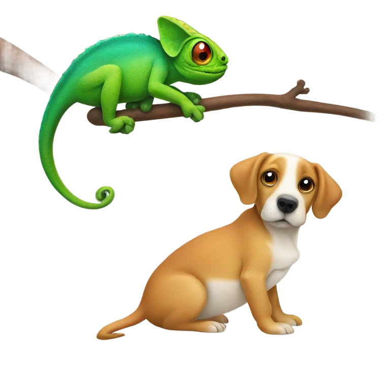 Dog and chameleon together emoji