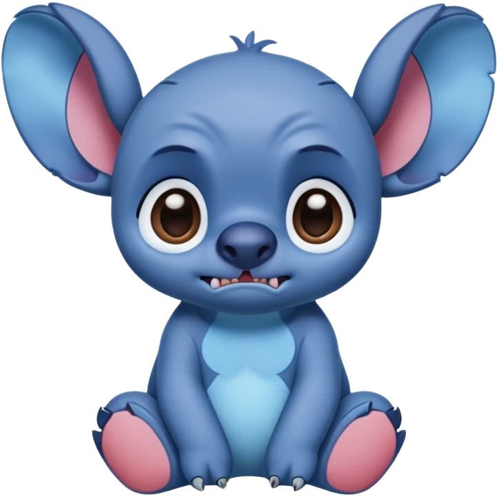 sad stitch full body and cute animated looks like the stitch in the Disney animated movie make his eyes animated and big brown eyes emoji