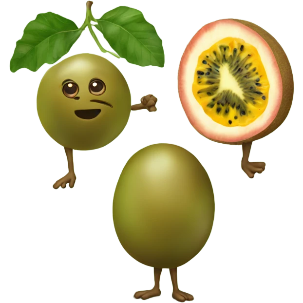 kiwi and passion fruit standing next to each other emoji