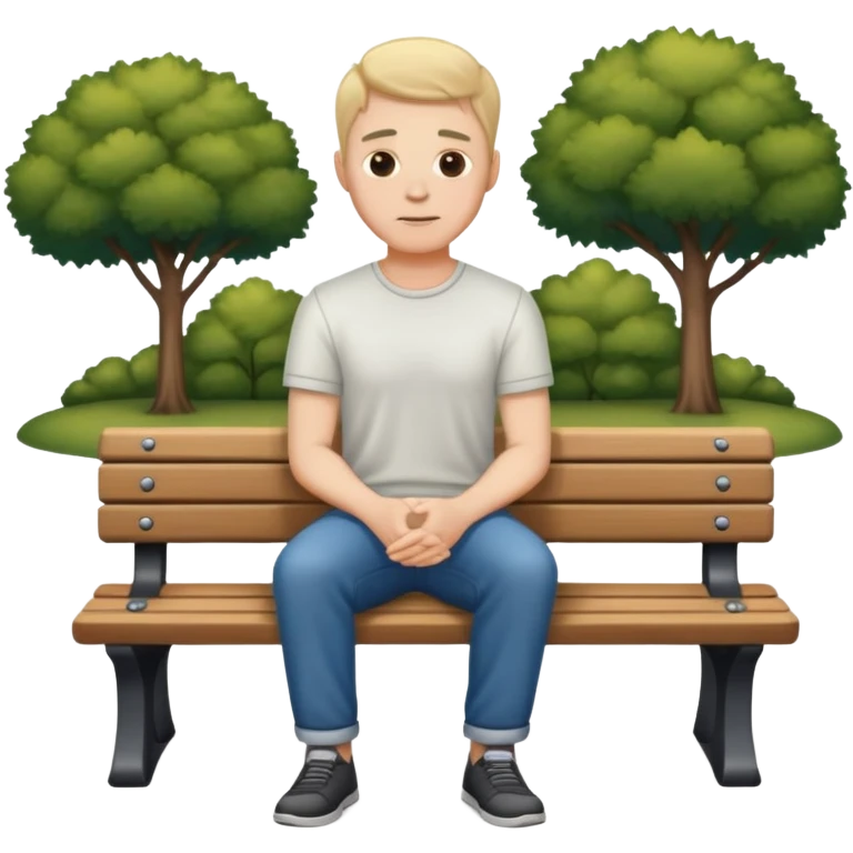 White male casual clothes sitting on bench emoji