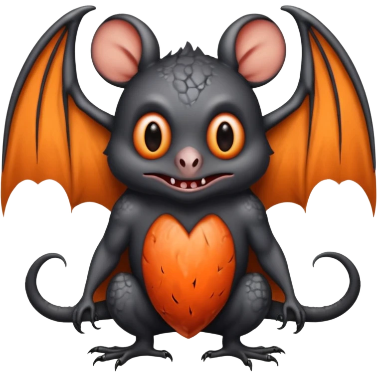 Monstre a corp craquelé fait de lave avec des ailes de chauve-souris et un tête de pierre carbonisé avec une mâchoire carré  emoji