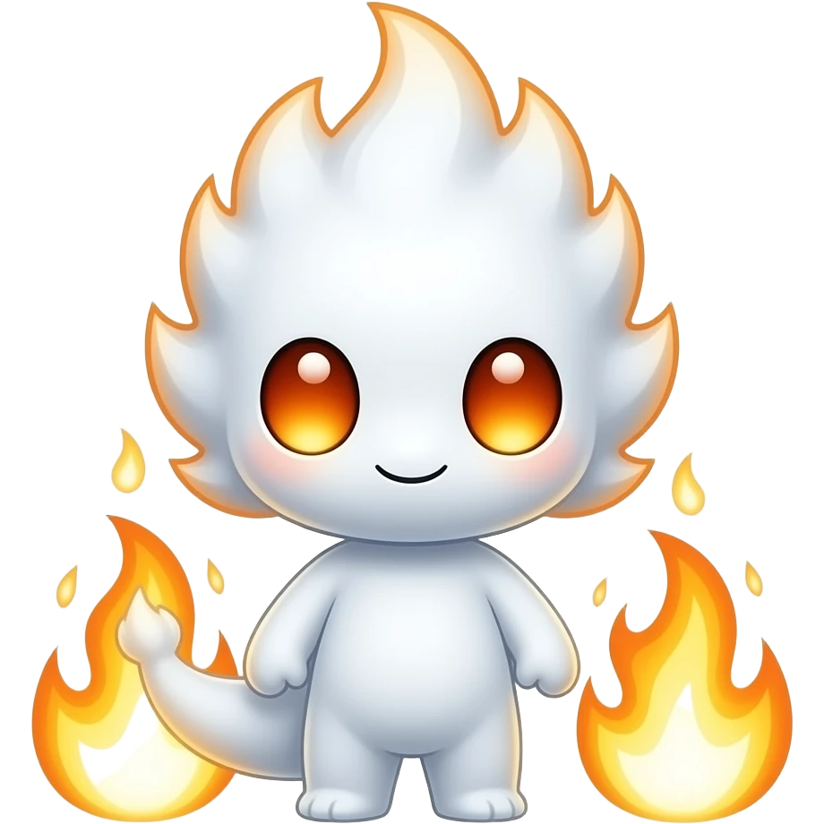 Kuwaii white fire with eyes emoji