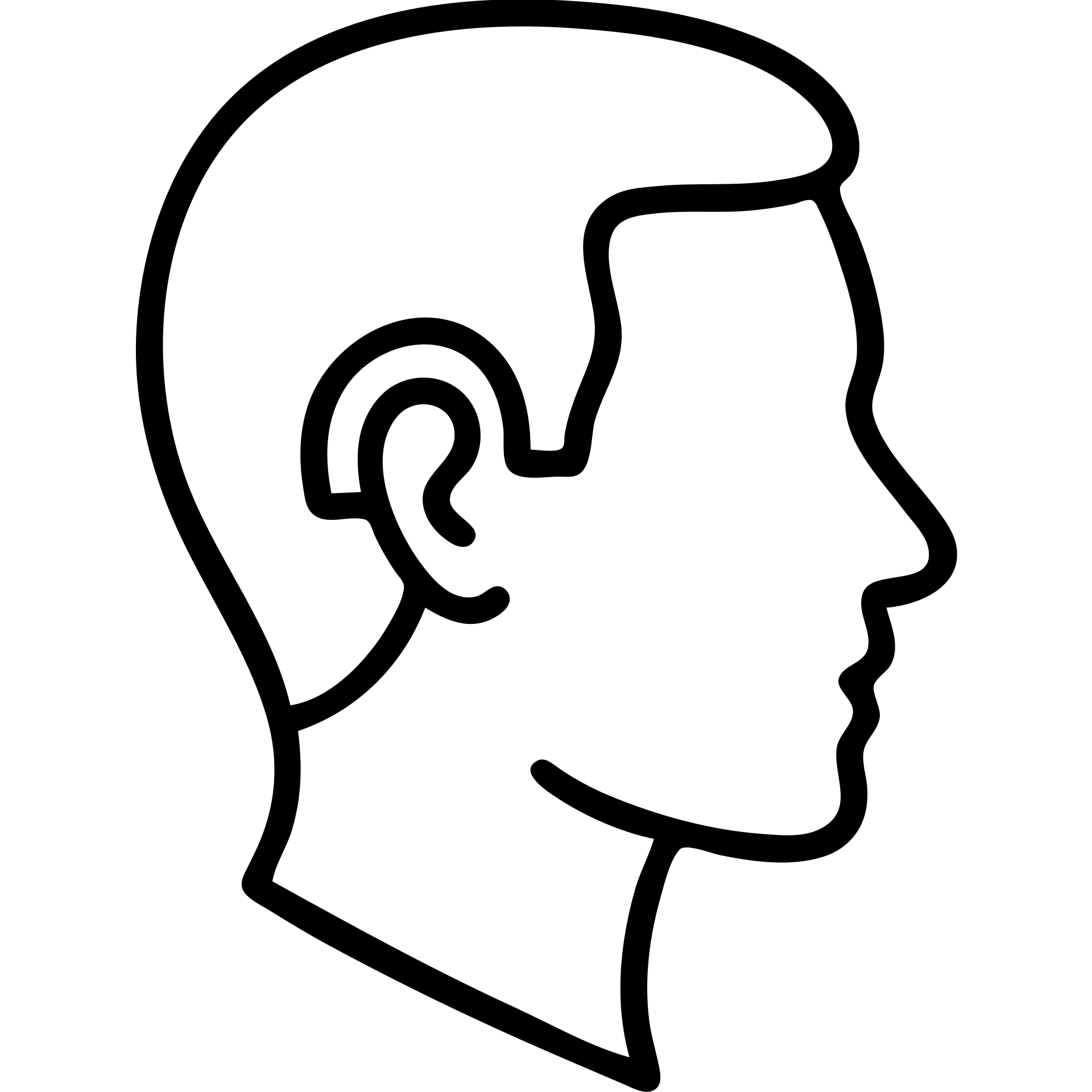 man with a visible hearing aid, outlined icon style emoji