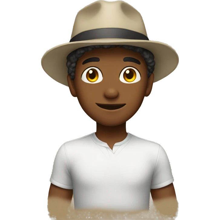 boy in hat with confidence emoji