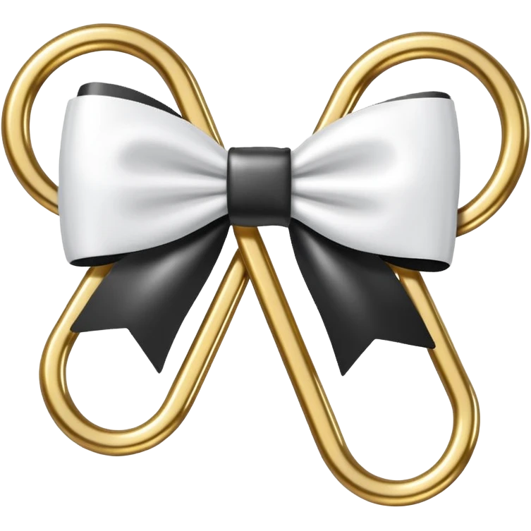 one gold paper clip with a white bow in the middle emoji