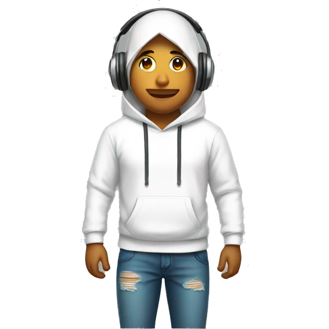A Indian body with head phone and white hoodie  emoji