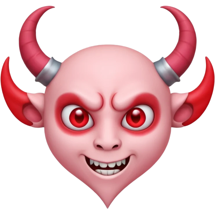 a plain pink heart with demon horns on it emoji