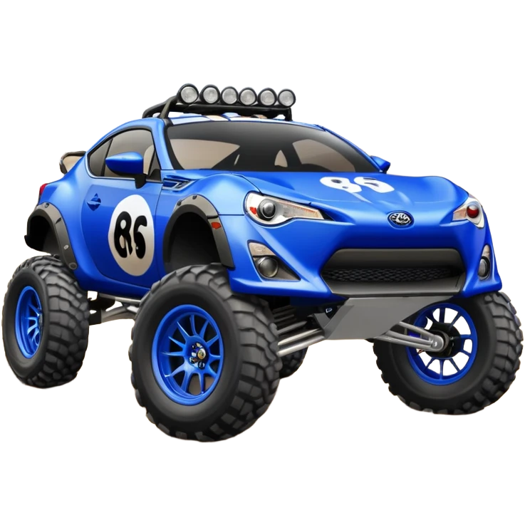 Dirty animal 2013 scion fr-s ultramarine off road 4wd monster Baja dessert stadium racer number 86 with long travel suspension and chrome spoke wheels  emoji