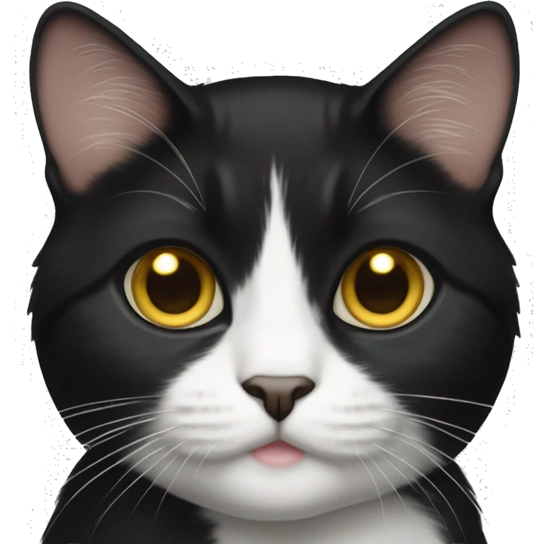 Tuxedo cat with gold eyes and mostly black face emoji