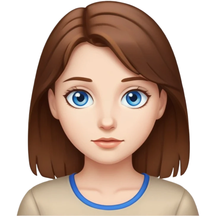 Girl with brown hair and blue eyes emoji