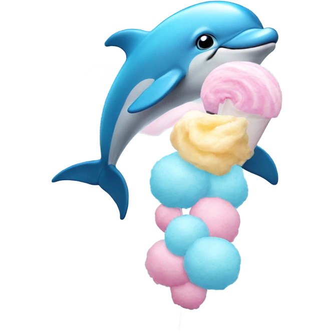 Dolphin holding Cotton candy  emoji