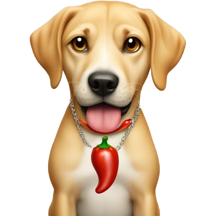 Dog with chili pepper necklace and cash on his mouth  emoji