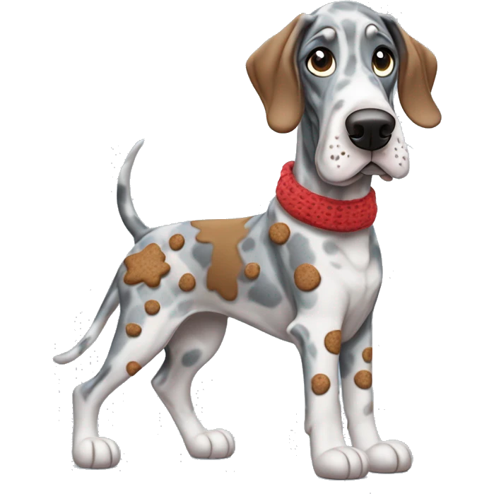 Blue Merle Great Dane dressed as gingerbread  emoji