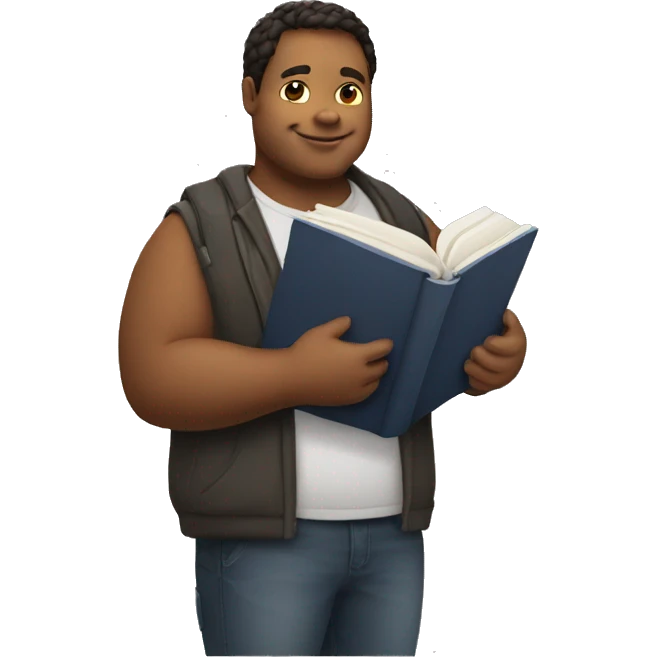 create an emoji of a chubby white man holding a book emoji