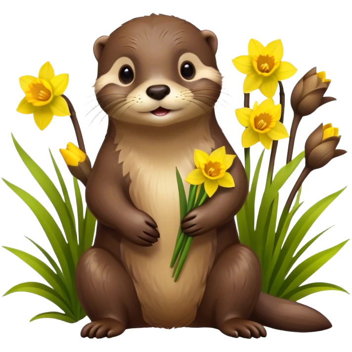 Otter with duffodils  emoji