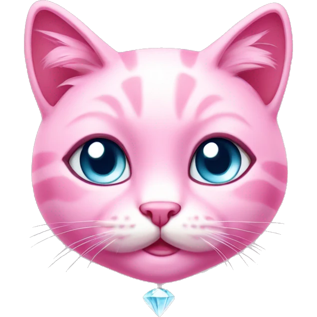 Cute pink cat diamond emoji
