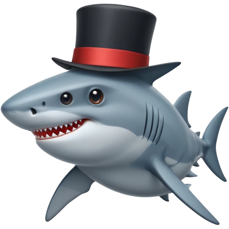 Shark with a top hat emoji