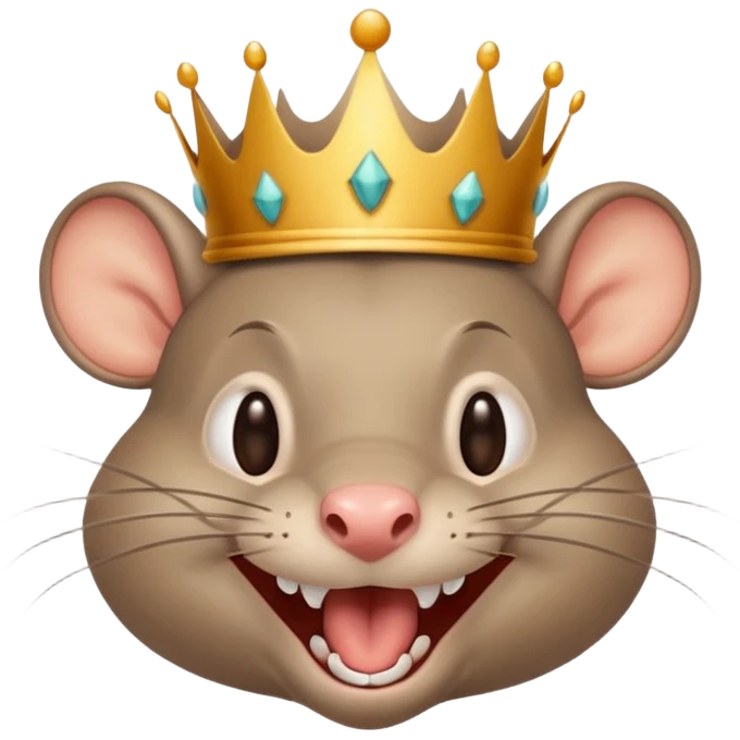 rat laughing like a villain in pleasure after stealing something with a crown emoji
