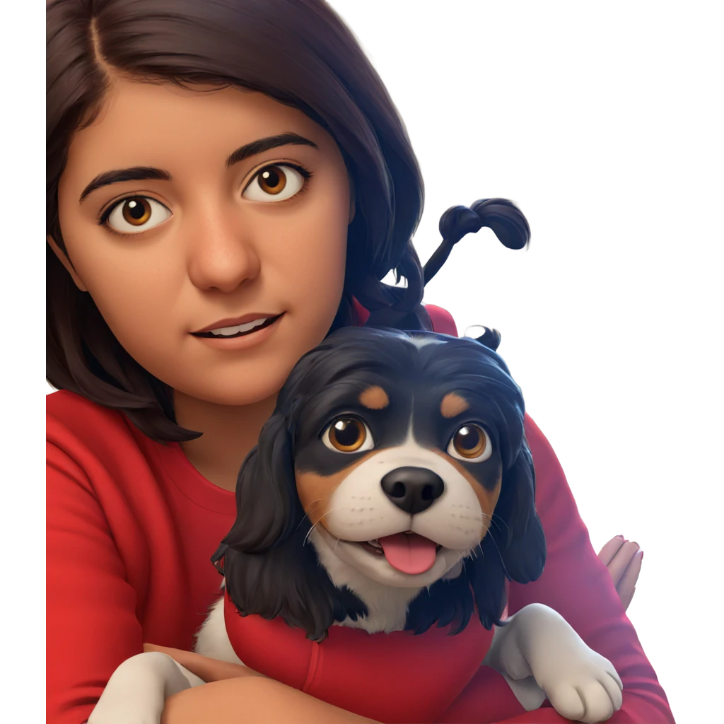 girl with dog in red emoji