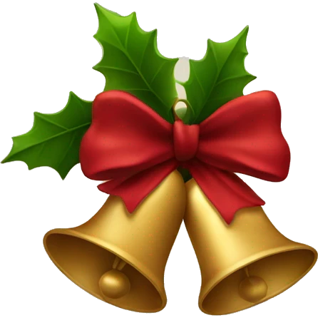 Christmas bells with a dark red bow emoji
