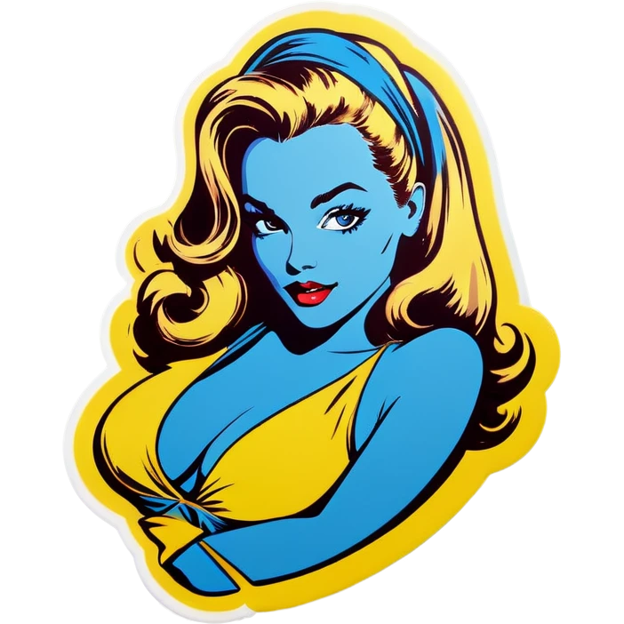 Pop art sexy women with blue hear emoji