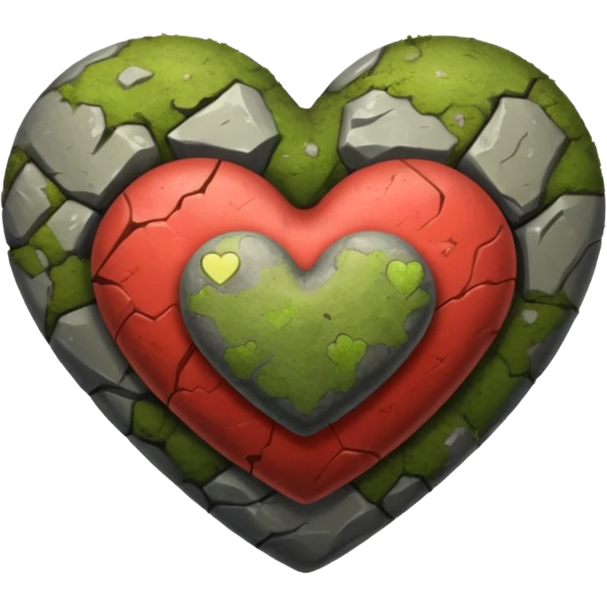 Slightly mossy heart shaped rock emoji