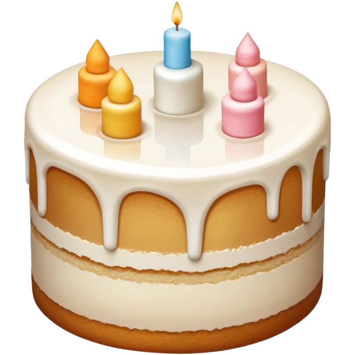 génère moi un emoji qui ressemble à ce gateau: un gateau en cylindre, avec une face du cylindre vers le bas. Le dessus du cyclindre est couvert de sucre glace blanc tamisé. Les cotés du gateau sont beiges clairs, c'est de la poudre d'amande. je veux cette couleur sur le coté #f4e6d8 et ce n'est pas une génoise sur les cotés: c'est de la poudre d'amande emoji