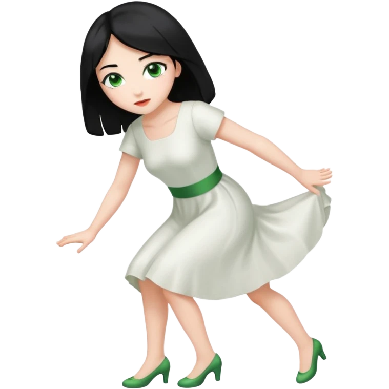 King, black Hair, blue eyes, whole body, Woman, bending knees, blonde, green eyes, White Dress, emoji