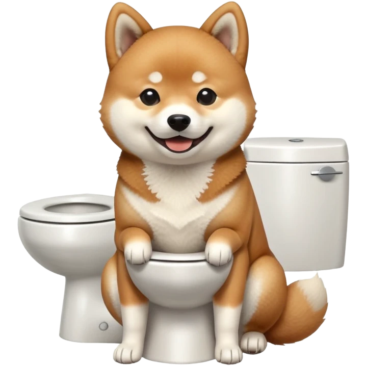 A Shiba Inu sitting on the toilet emoji