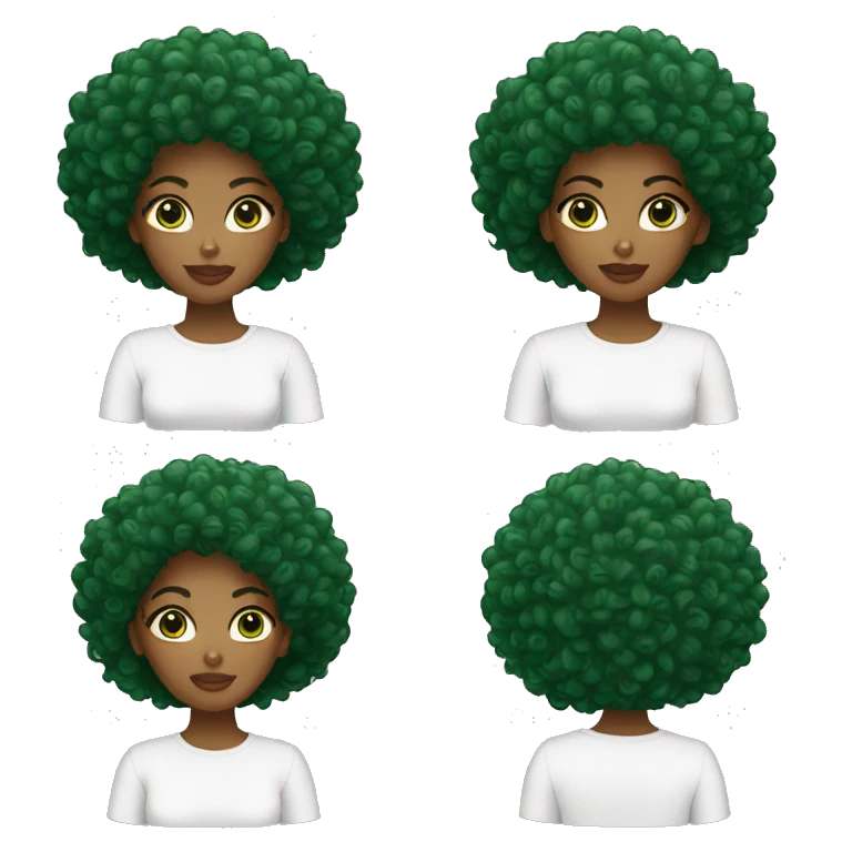 mujer afro cabello cafe ojos verdes emoji