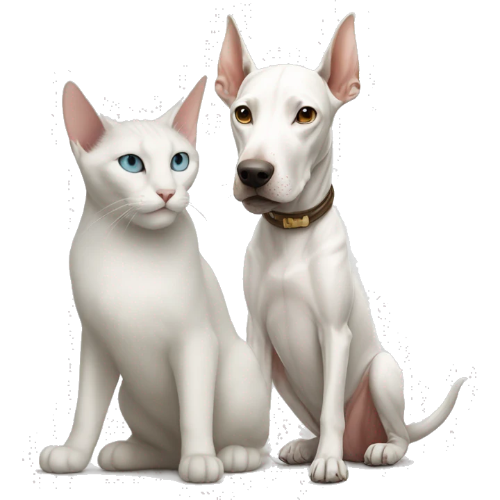 White cat and Doberman emoji
