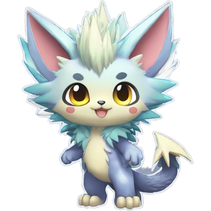 Anthro Scalie Spiky Cool Edgy Magical Shiny Colorful Pastel Sparkle Kemono-style Chibi Fantasy-Animal-Fakémon-Pokémon-Hybrid Fur Sona Aesthetic Full Body emoji