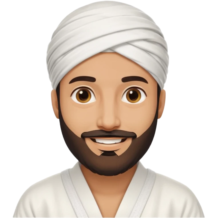 Emirati man smiling, neatly groomed beard, white robe and headscarf emoji