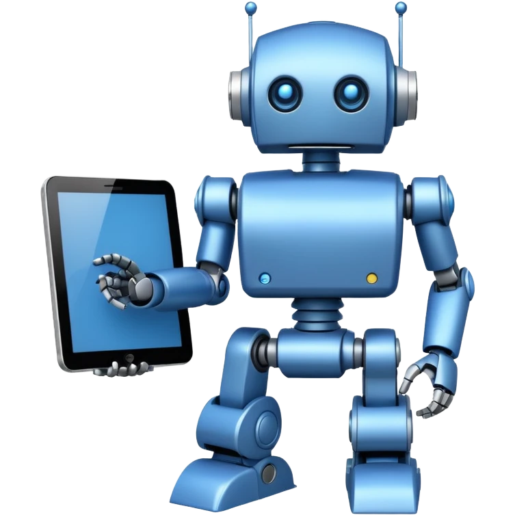black friday robot with blue and metalic colours emoji