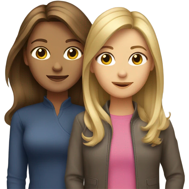Brown hair with blonde highlights mom and brunette daughter  emoji