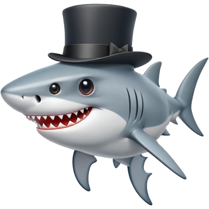 Shark with a top hat emoji