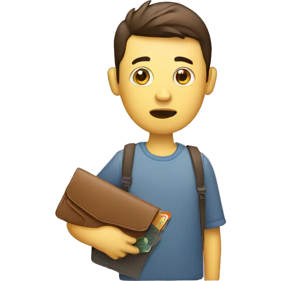 confused customer holding wallet emoji