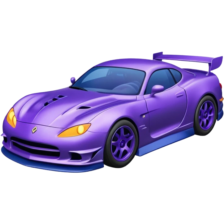 Purple car drifting with navy blue flames coming out of the rear tires. emoji