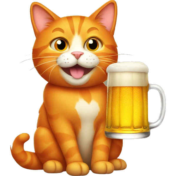 Orange cat with beer emoji