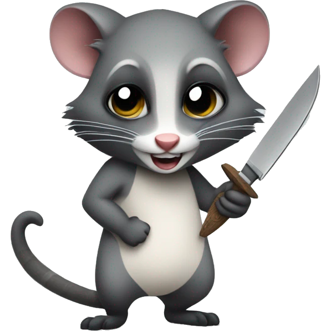 A possum holding a knife emoji