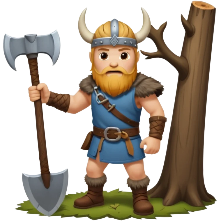Viking cutting down a tree emoji