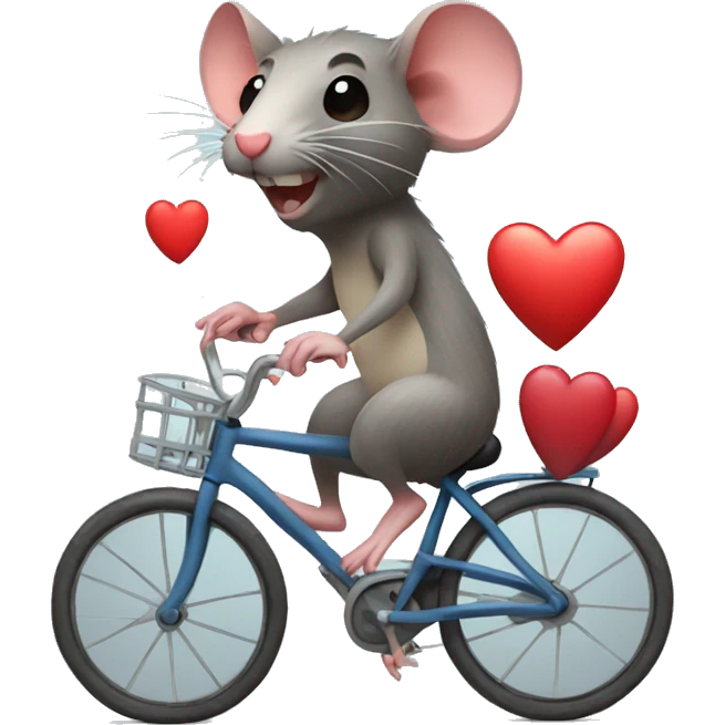 rat with abs and a bicycle holding a heart emoji