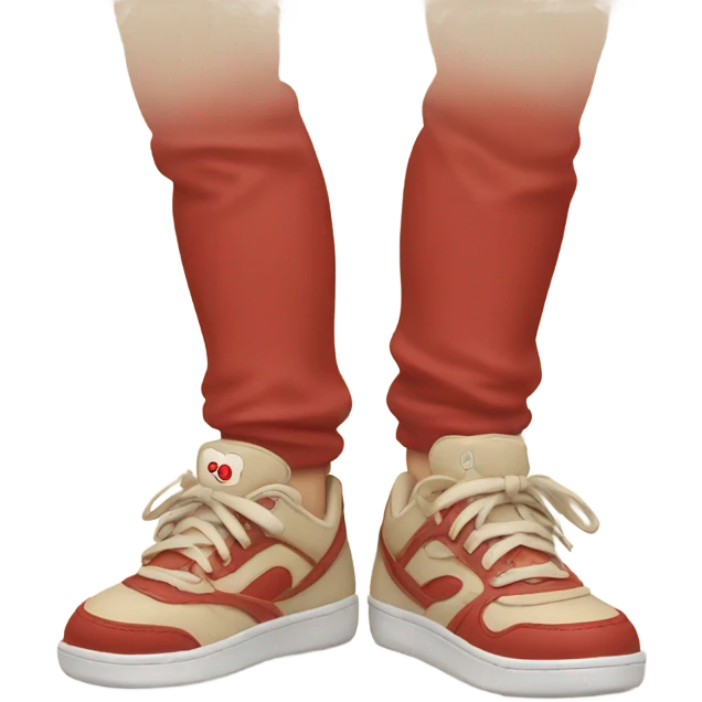 red and beige sneakers on feet emoji
