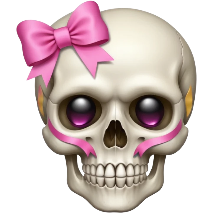 Skull with a pink ribbon emoji