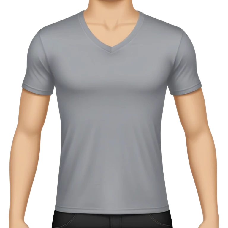single black fitted v-neck t-shirt, cropped length, simple clean isolated garment only, no accessories, plain white background emoji