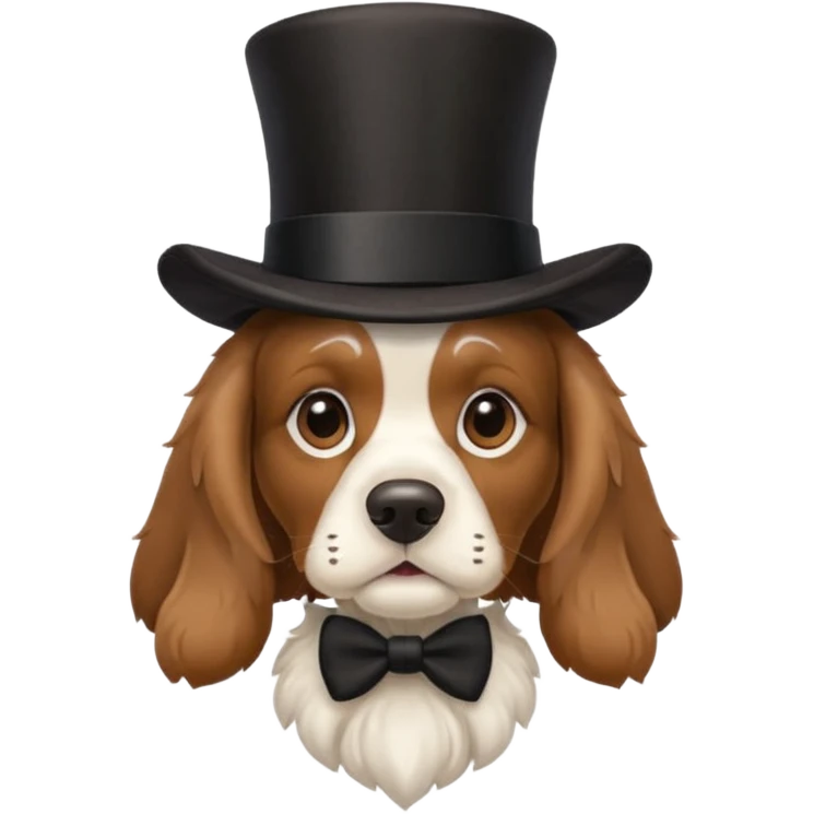 Cocker Spaniel with top hat emoji