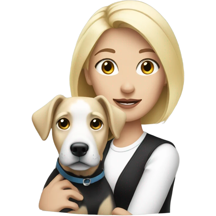 Blonde woman with black and white dog emoji