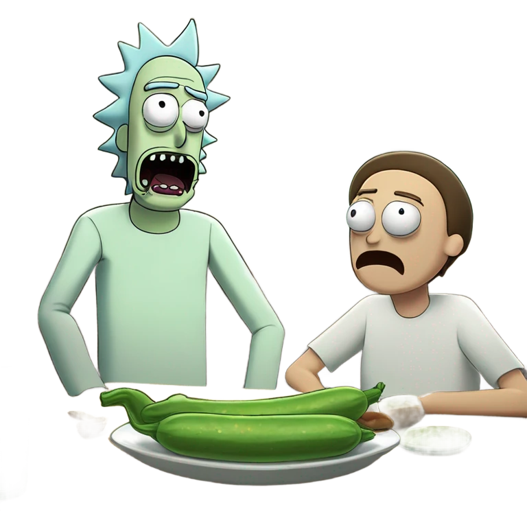 Rick and Morty eating pickle rick emoji